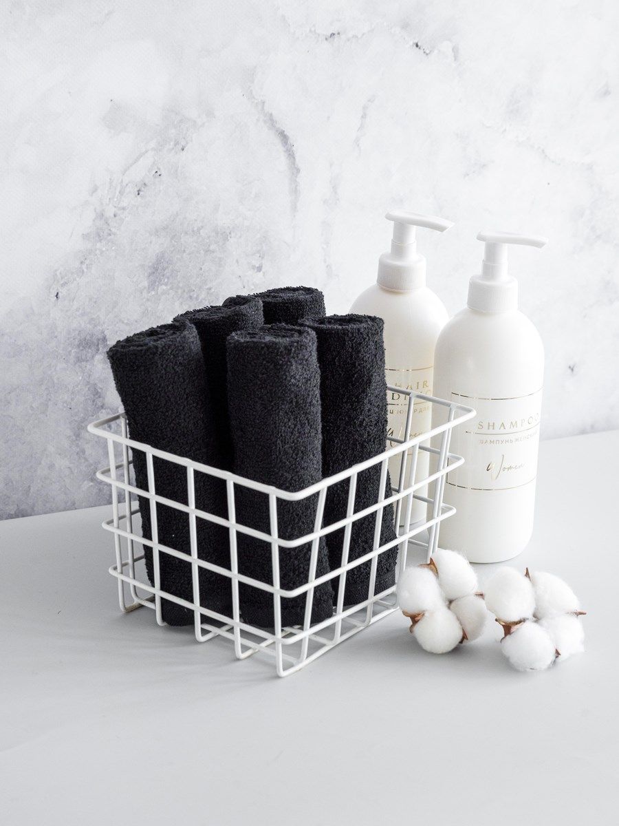 снимок Набор махровых салфеток 5 шт ( 30*30 ) черный от магазина BIO-TEXTILES ОПТ