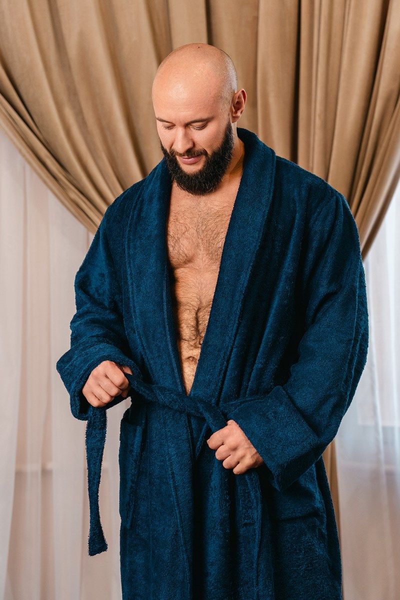 снимок Халат махровый мужской темно-синий от магазина BIO-TEXTILES ОПТ