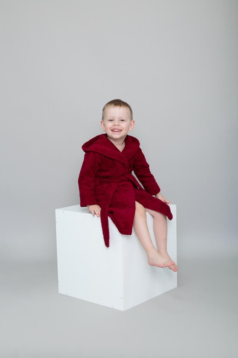 снимок Халат махровый детский с капюшоном бордовый от магазина BIO-TEXTILES ОПТ