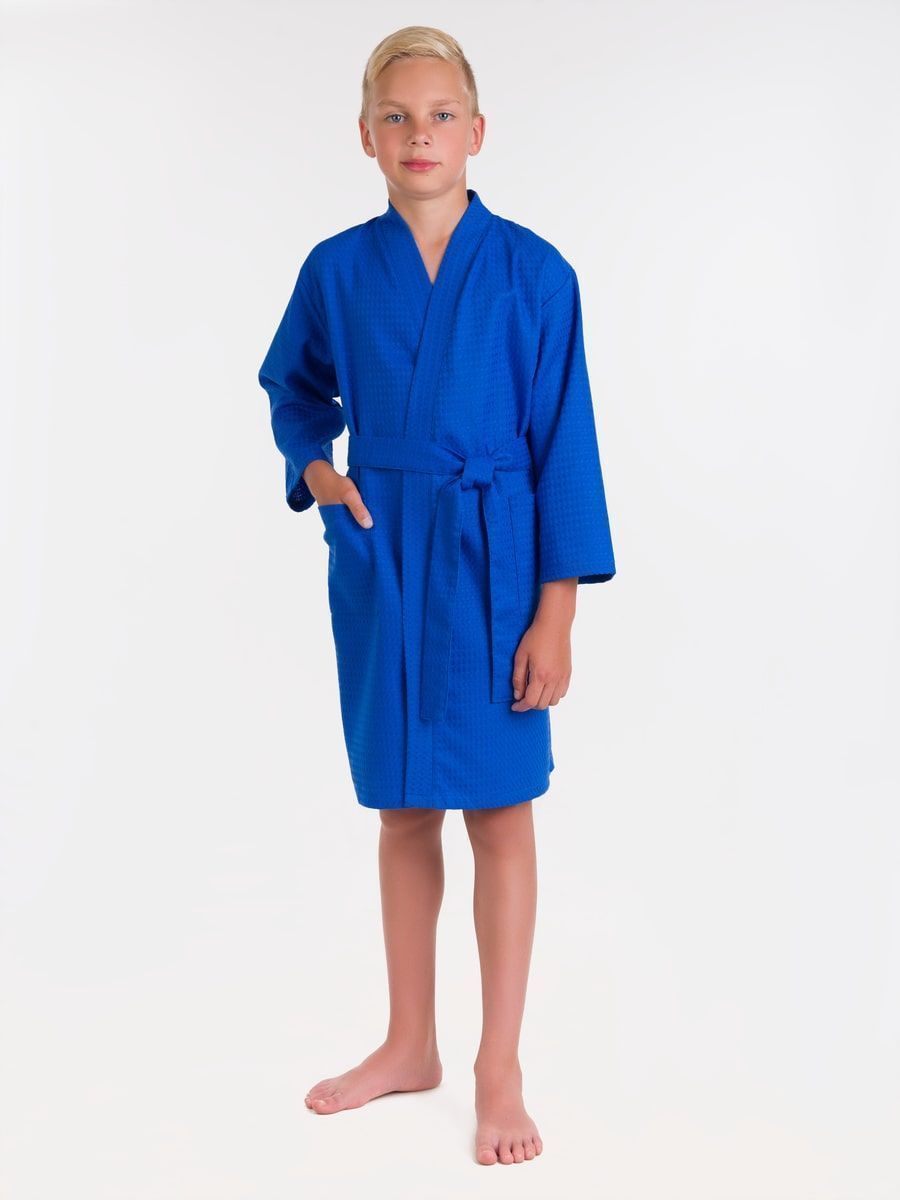 снимок Халат вафельный детский васильковый от магазина BIO-TEXTILES ОПТ
