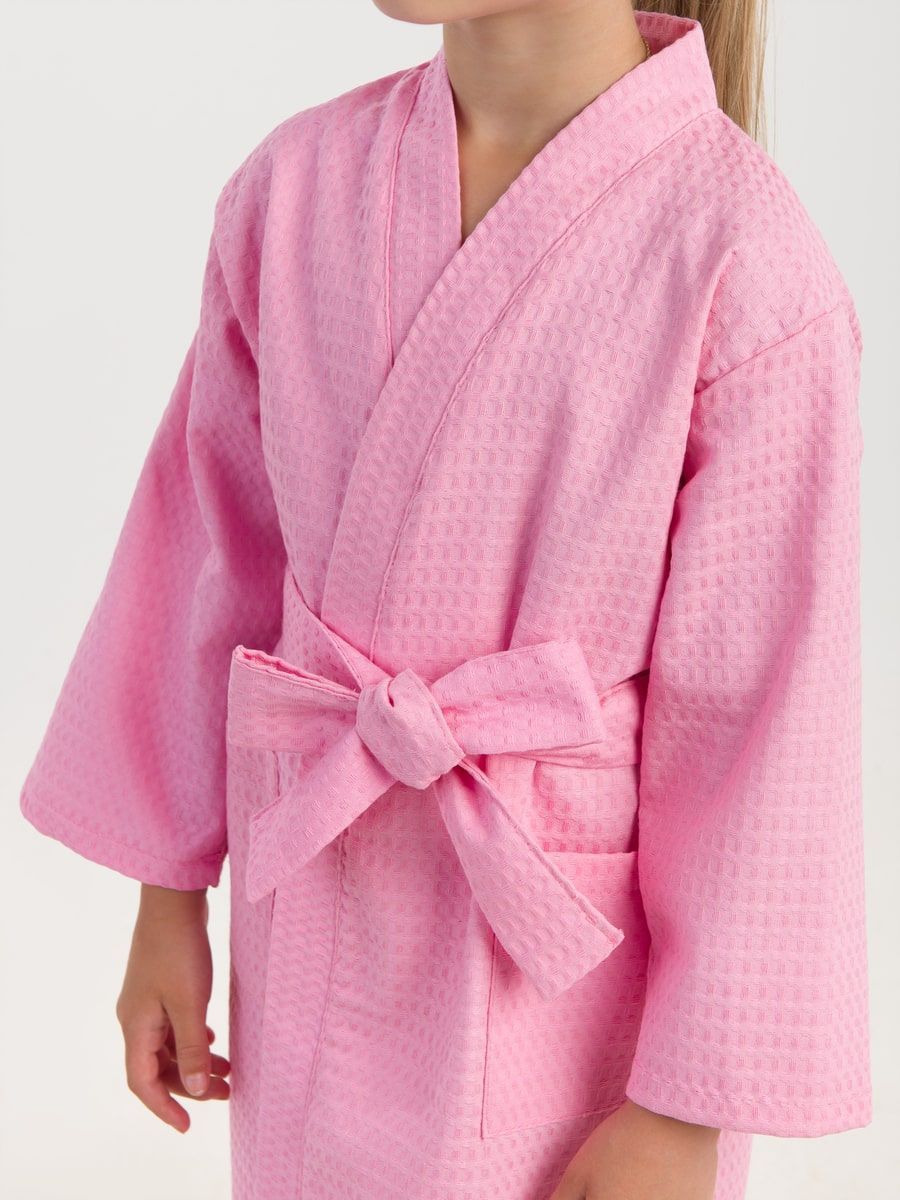 снимок Халат вафельный детский розовый от магазина BIO-TEXTILES ОПТ