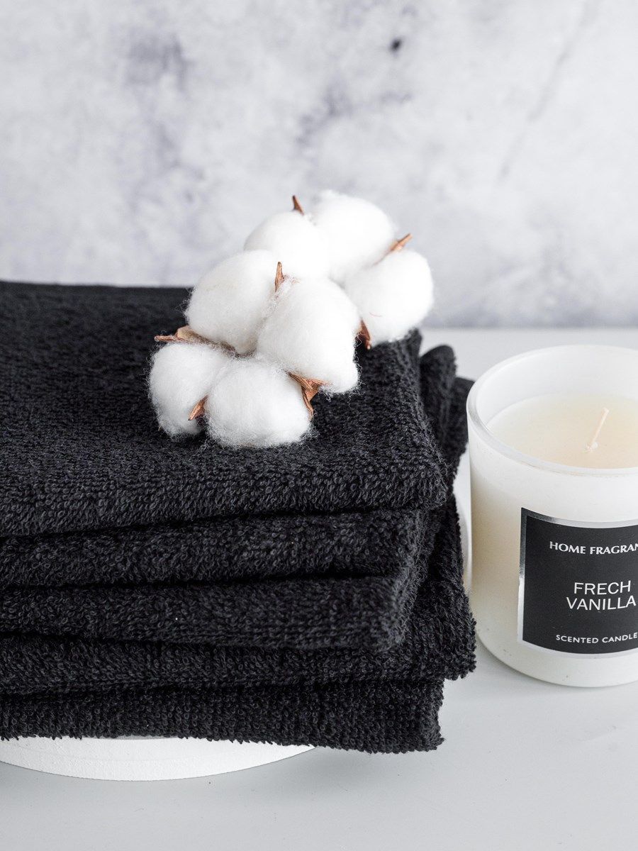 снимок Набор махровых салфеток 5 шт ( 30*30 ) черный от магазина BIO-TEXTILES ОПТ