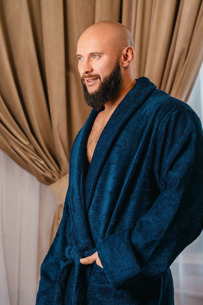 снимок Халат махровый мужской темно-синий от магазина BIO-TEXTILES ОПТ