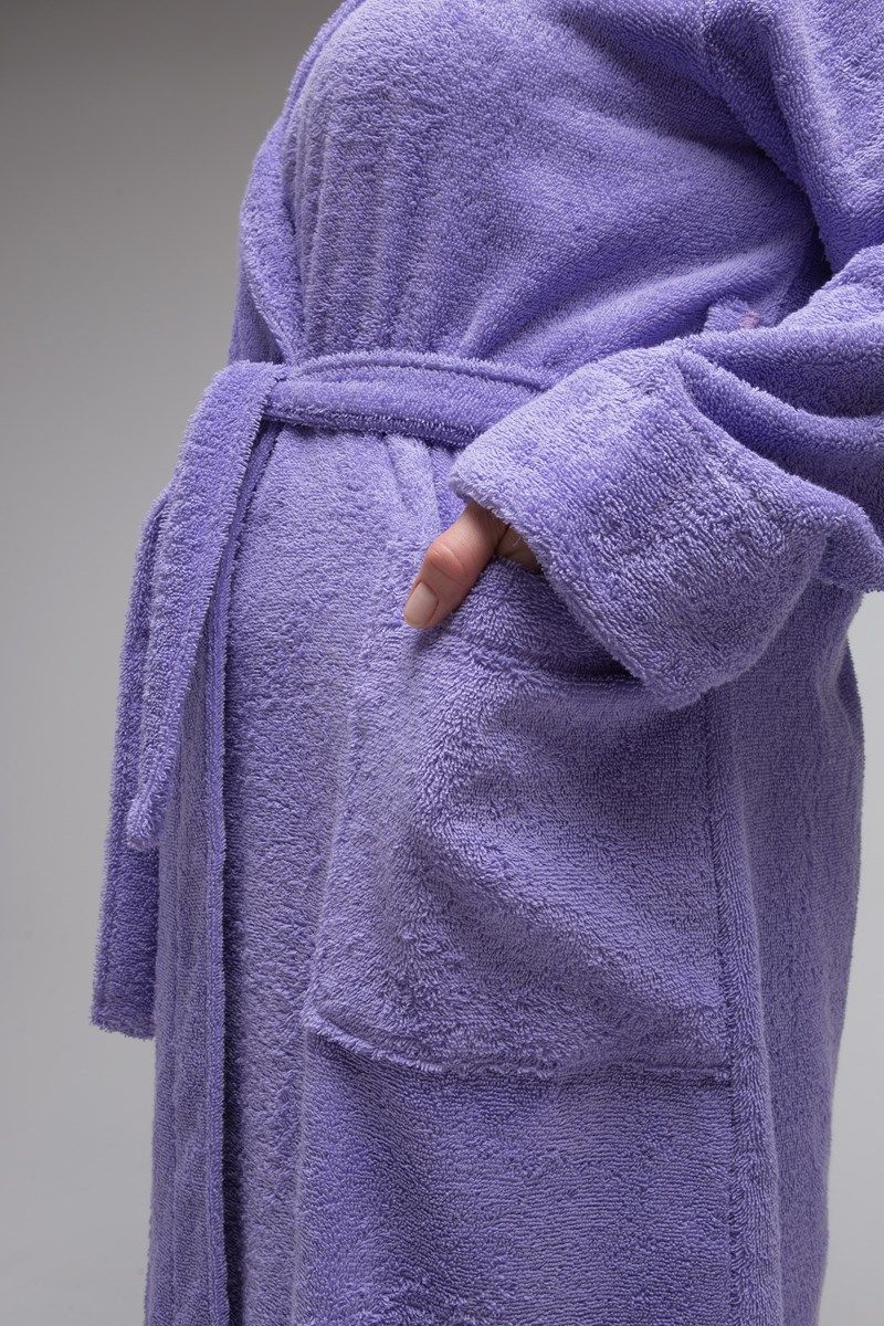 снимок Халат махровый женский с капюшоном сиреневый 60-62, 64-66 от магазина BIO-TEXTILES ОПТ