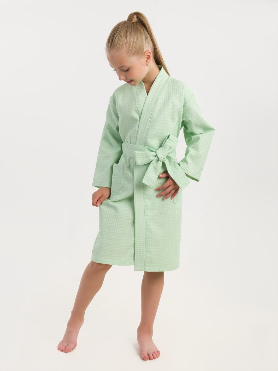 снимок Халат вафельный детский мятный от магазина BIO-TEXTILES ОПТ