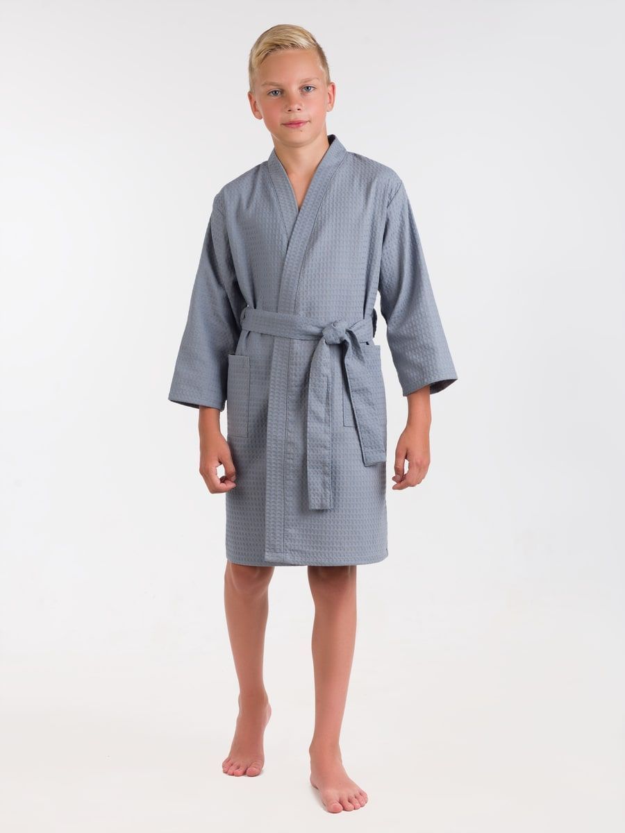 снимок Халат вафельный детский серый от магазина BIO-TEXTILES ОПТ