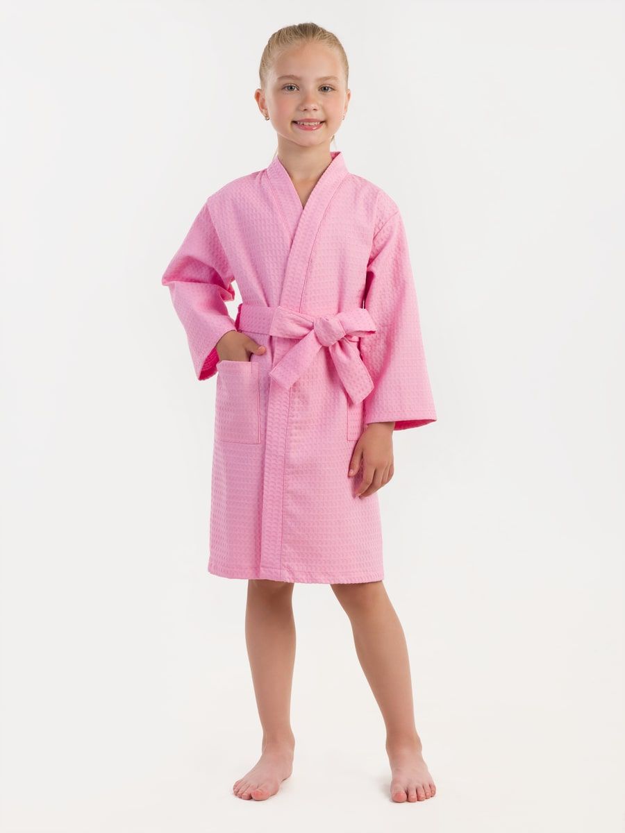 снимок Халат вафельный детский розовый от магазина BIO-TEXTILES ОПТ