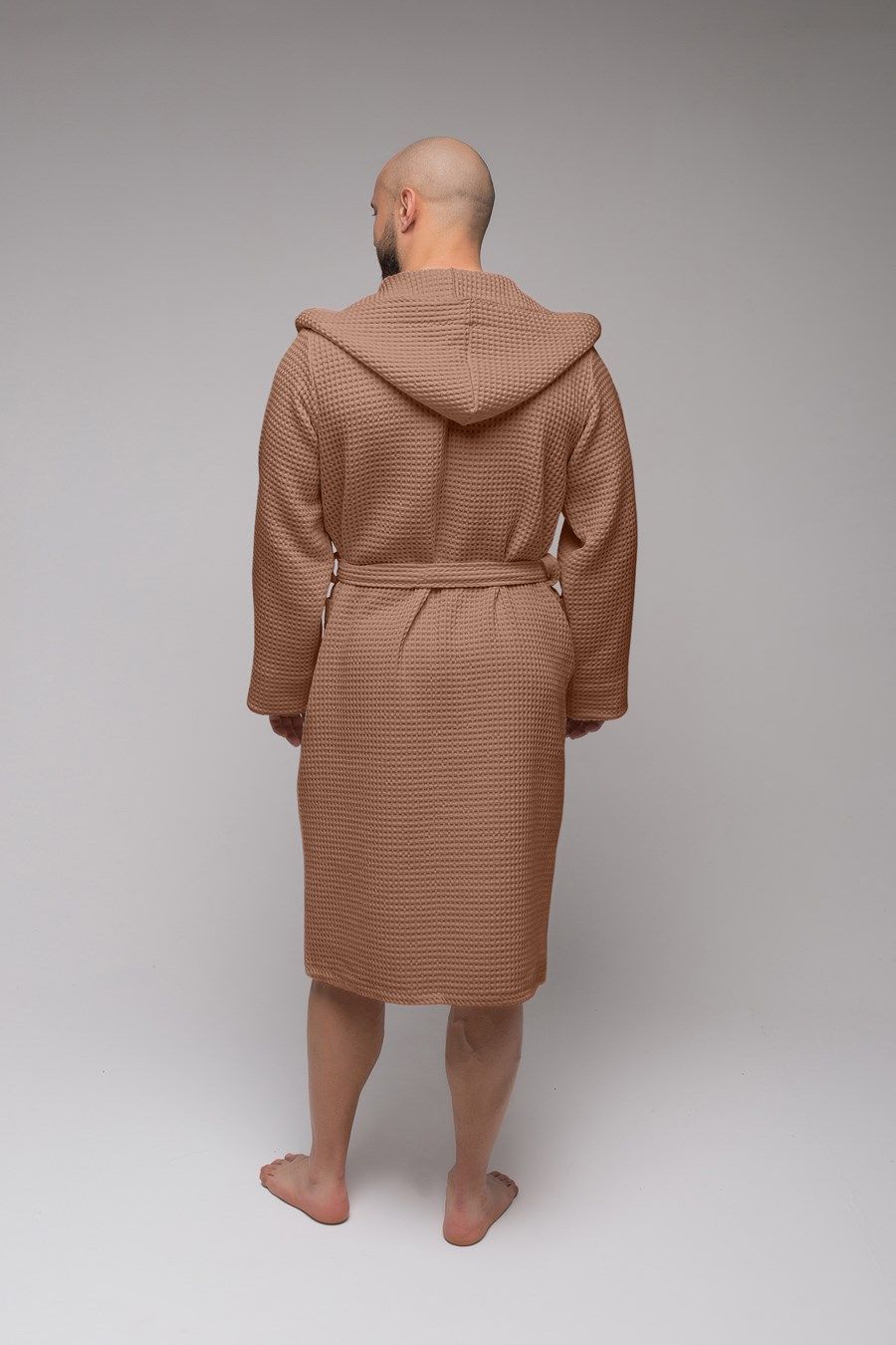 снимок Халат вафельный PandaHug Оrlando мокко с капюшоном от магазина BIO-TEXTILES ОПТ